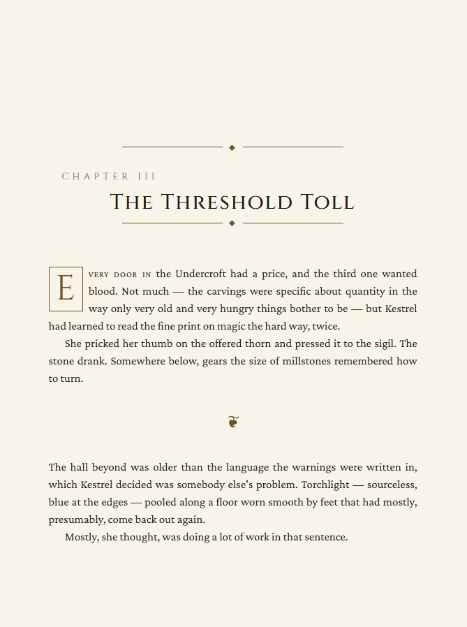The Threshold Toll fantasy chapter template